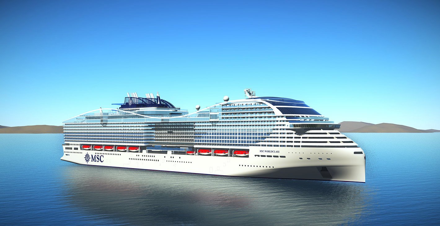 MSC World Class cruise ship on calm blue waters under a clear sky | MSC Cruises